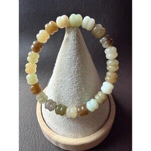 Natural Multi Color Jade Bracelet | Pumpkin Bead Genuine Jade Fits 17cm wrist